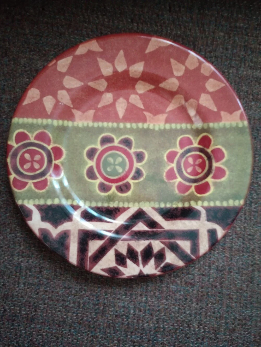 2 Tabletops Unlimited Gallery RIO Pattern Hand Painted Ceramic Dinner Plates
